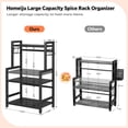 thumbnail image 4 of Kitchen Countertop Organizer, 3 Tier Large Spice Rack Organizer with Adjustable Shelf and 5 Hooks, Wooden Counter Organizer, Space Saving Countertop Shelf Microwave Stand for Kitchen,Coffee Bar,Black, 4 of 9