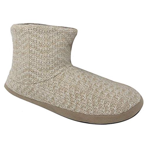 Dearfoams Women's Sweater Knit Bootie Slippers (XLarge, Oatmeal