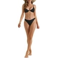 thumbnail image 2 of INSPIRAR CHIC Conjuntos de Bikini de Mujer con Halter y Aros, 2 Piezas, Tirantes Ajustables, Parte Inferior en Triángulo, Trajes de Baño, Talla X-Small, Negro, 2 of 5