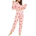thumbnail image 6 of INSPIRE CHIC Women's Winter Flannel Pajama Sets Long Sleeve Loungewear M Strawberry Printed Pink, 6 of 8