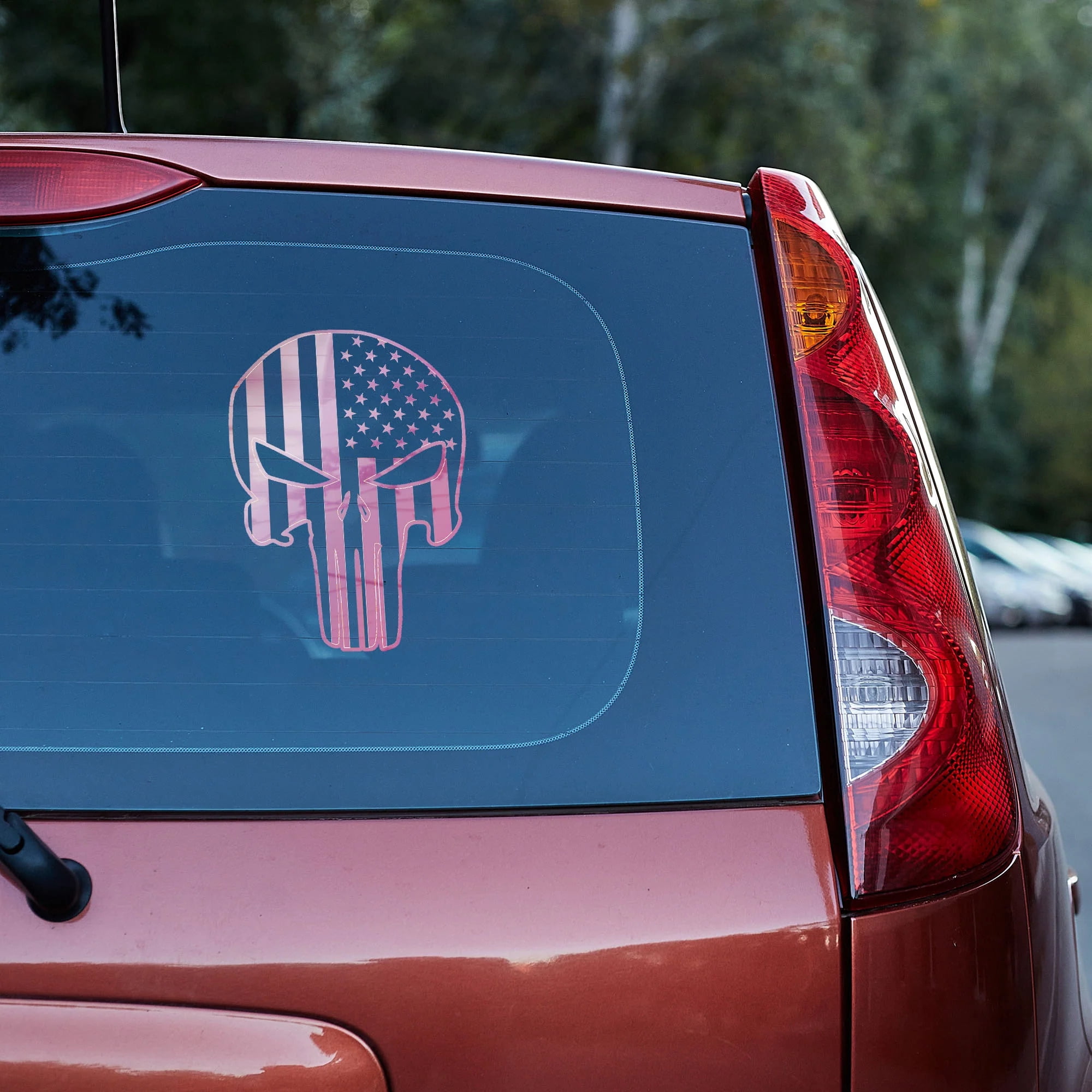 US Flag Skull - Vinyl decal car truck van SUV window decal sticker funny,garage, toolbox,tailgate