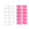 thumbnail image 3 of FELTECHELECTR Caja de almacenamiento de 2 piezas con 12 rejillas para uñas postizas, contenedor para suministros de decoración de uñas, para uso diario en el hogar (rosa + transparente), 3 of 6
