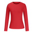thumbnail image 4 of JUNWELL BLVB Womens Ribbed Long Sleeve Shirts Crewneck Sweaters Slim Base Layering Casual Tee Tops Blouses for Fall Winter, 4 of 6