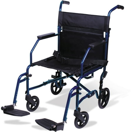 Carex Aluminum Transport Wheelchair With 19 inch Seat, Folding Transport Chair with Foot Rests, Foldable Wheel Chair for Travel and (Best Car To Transport Wheelchair)