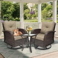 thumbnail image 2 of 3 Piece Outdoor Patio Furniture Set, 2 Swivel Rocking Chairs with Side Table, All-Weather Brown Rattan Bistro Set with Thick Cushions for Porch, Deck, Poolside, 2 of 3