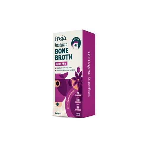 Freja Beef Pho Instant Bone Broth 4 x 15g, British Import (Pack of 2)