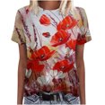 thumbnail image 1 of Blusa informal de manga corta con cuello redondo y estampado de verano a la moda para mujer Pompotops  hfajkhk134764, 1 of 5