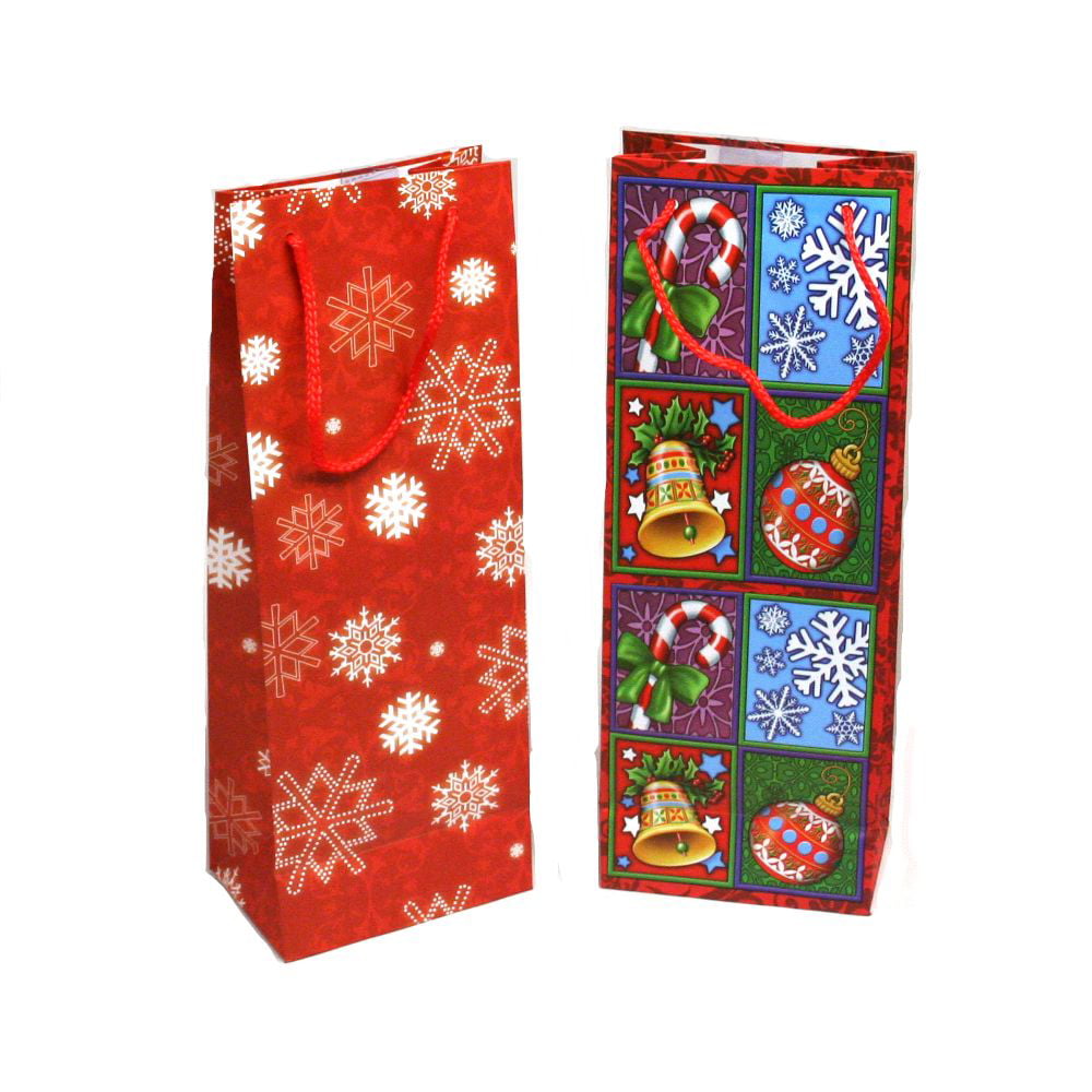 3 x Wine Bottle Bags Christmas Gift Decorative Glitter Paper Party Wrap Supply 