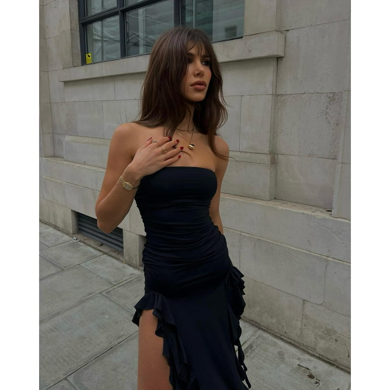 Foxy black top strapless maxi dress