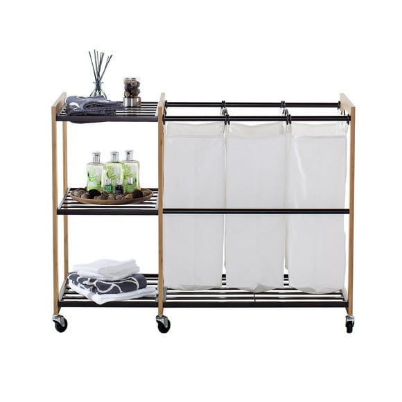 TRINITY EcoStorage 3-Bag Bronze Laundry Station w/Wheels