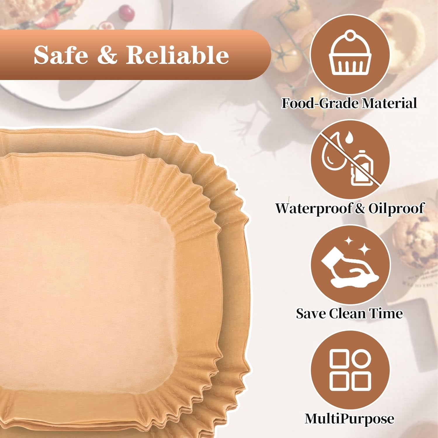Air Fryer Liners Disposable for Ninja Crispi, 260 PCS Parchment Paper for Ninja Crispi 4-in-1 Portable Glass Air Fryer Cooking System, Non-Stick Airfryer Parchment Paper Liners for Ninja Crispy