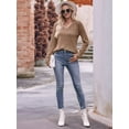 thumbnail image 3 of Long Sleeve Shirts for Women V Neck Casual Fall Tops Loose Fit Sweaters Tunic Fashion 2025 Clothes Camel L, 3 of 7
