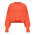 thumbnail image 4 of Lovskoo 2024 Sweaters for Women Trendy Casual Color Retro Knitting Long Sleeve Round Neck Sweater Watermelon Red, 4 of 9