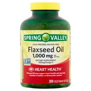 Spring Valley Flaxseed Oil Vegetarian Softgels, 1000 mg, 200 Ct