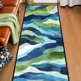 thumbnail image 5 of Teal Green Blue Watercolor Wave Hallway Runner Rug, 60x18 Inches Modern Abstract Long Floor Mat, Non-Slip Washable Coastal Art Rug for Entryway Kitchen, 5 of 9
