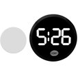 thumbnail image 1 of Reloj digital creativo luminoso con panel de instrumentos electrónico redondo de aleación táctil y carcasa negra con luz blanca + pegatina trasera, 1 of 5