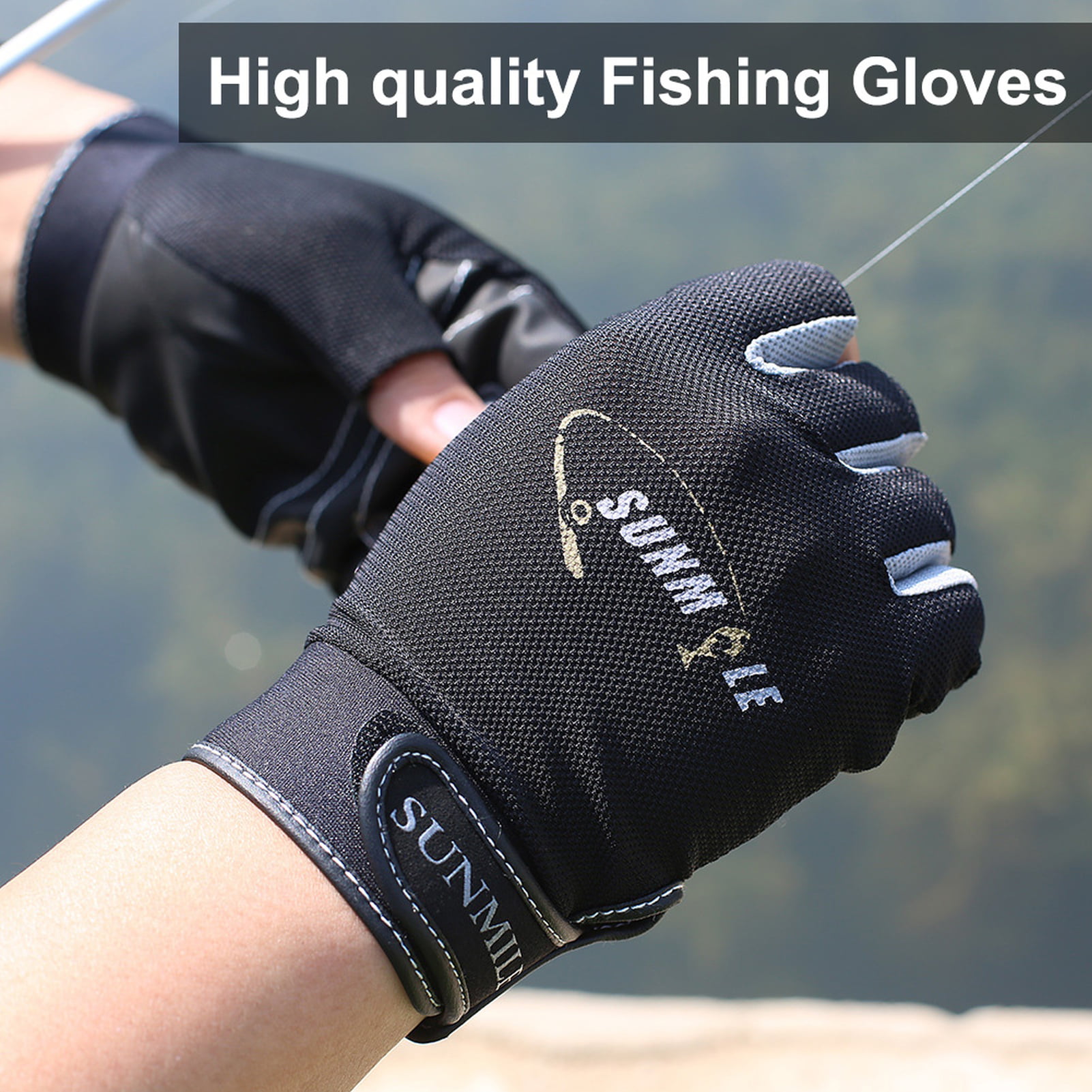 Sijiali 1 Pair Fishing Gloves 3 Half Finger Sunscreen Waterproof Summer  Sport Lure Gloves for Fishing Lover 