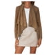 thumbnail image 1 of Abrigo y chaquetas informales sin capucha de manga larga para mujer, color de manga larga, cuello temperamento, color de piel de ciervo, forro polar, abrigo informal pequeño para mujer., 1 of 4