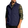 thumbnail image 3 of Zysthvn Plus Size Mens Jackets Lightweight Casual Cargo Fall Men Vest Solid Lapel Outdoor with Pockets Vests, Dark Blue XXXL, 3 of 9