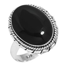 925 Sterling Silver Ring For Women - Girls Genuine Black Onyx Gemstone Silver Ring Size 9.5 July Birthstone Fashion Silver Ring Size 9.5 Wedding Gift For Girl Friend Gemstone 925 Silver Jewelry