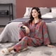 thumbnail image 5 of Pijama de algodón de primavera y otoño para mujer, de algodón, de doble capa, de hilo jacquard, de manga larga, de talla grande, para el hogar, se puede usar al aire libre, 5 of 6