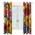 thumbnail image 3 of Floral Colorful Flower 2 Panel Curtain Set, Watercolor Painting Window Treatment Living Room Bedroom Decor, 3 of 5
