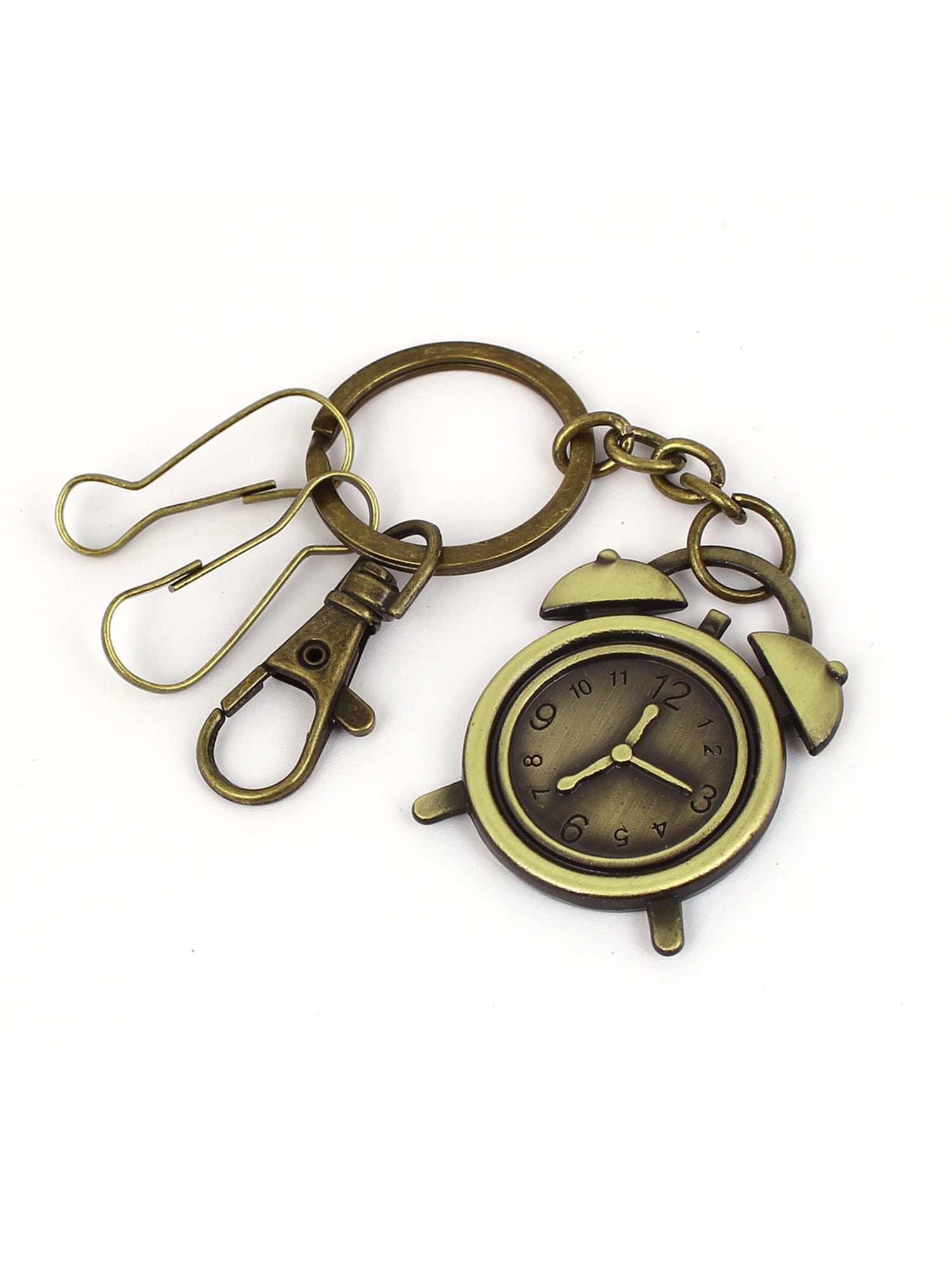 Metal Alarm Clock Model Keyring Keychain Bag Pendant Bronze Tone ...