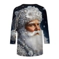 thumbnail image 4 of LiMoi Women's Holiday Shirt 3/4 Sleeve Round Neck Blouse with All Over Christmas Santa Print Casual Tops Tees Tshirts for Gifting My Items, 4 of 6
