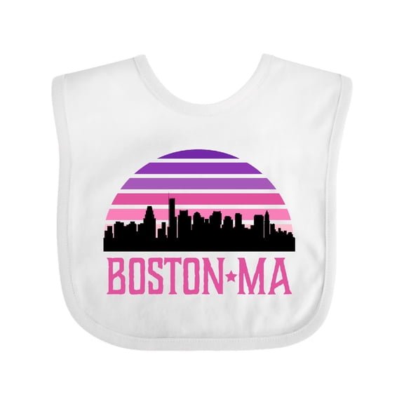 Inktastic Boston Gifts for Kids Retro Skyline Girls Baby Bib