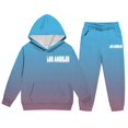 thumbnail image 5 of RUTAYY Boys 2 Piece Clothing Set Letter Graphic Long Sleeve Pullover Hoodie Elastic Waist Sweatpants Street Wear, Sky Blue, 5 of 6