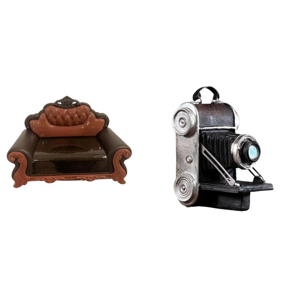 Sofá en miniatura para muñecas,Muebles de casa de muñecas,modelo de sofá europeo,decoración,Modelo de silla individual Mini Bench Chair sofá,Estatua de cámara,Figura coleccionable de