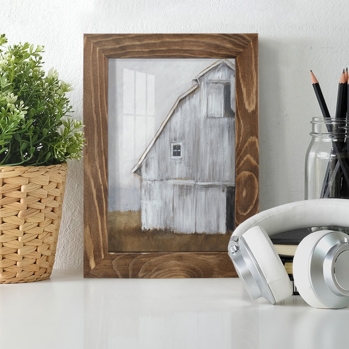 Abandoned Barn II -Framed Print w/glass-Walnut