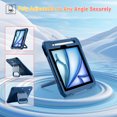 thumbnail image 2 of Case for iPad Air 11 inch M2 Case Air 6th Generation 2024, Shockproof Protective Case with Pencil Holder Heavy Duty Rugged, 360° Rotate Stand, Adjustable Hand/Shoulder Strap,Navyblue, 2 of 5