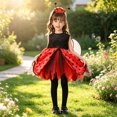 thumbnail image 2 of Pandaie 4-10Y Girls Kids Cute Tulle Dress Set with Headband and Wings Festival Cartoon Dress Up Outfit Red,4-5Years, 2 of 7