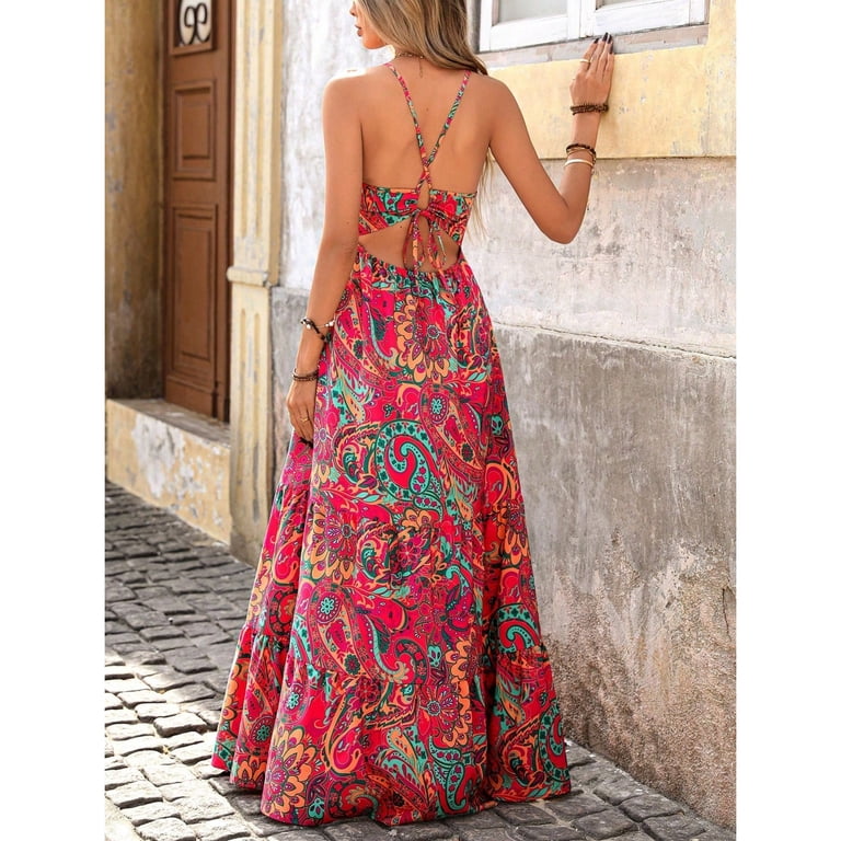 backless maxi dress boho Dream A Little Dream Backless Maxi Dress Clay / M