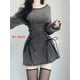 thumbnail image 1 of Harajuku Vintage Y2k 90s Streetwear Bandage Slim Women Aesthetic Bodycon Dresses 2023 New Fairycore Grunge Gothic Corset DressL Gao Jinjia LED, 1 of 2