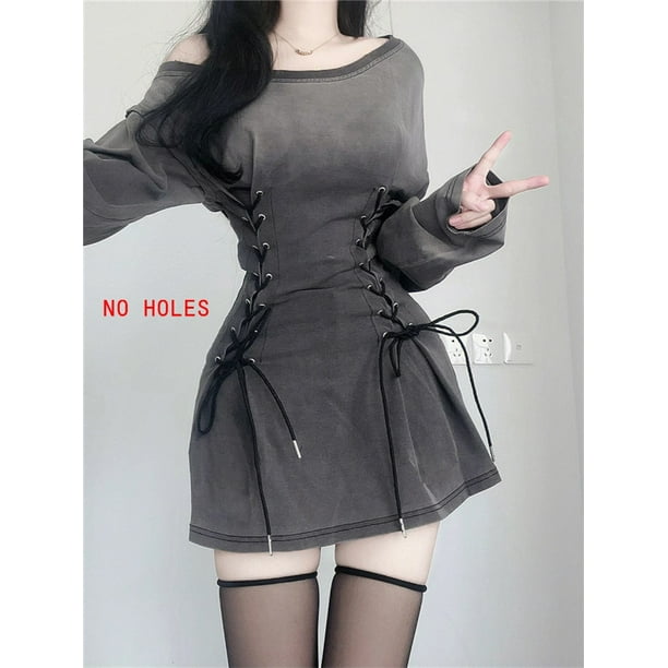 Harajuku Vintage Y2k 90s Streetwear Bandage Slim Women Aesthetic Bodycon Dresses 2023 New Fairycore Grunge Gothic Corset DressL Gao Jinjia LED