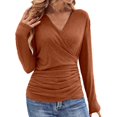 thumbnail image 2 of Womens T Shirts Womens V Neck Ruched Tops Wrap Shirts Summer Casual Fitted T Shirts 2026 Tops for Women, 2 of 6