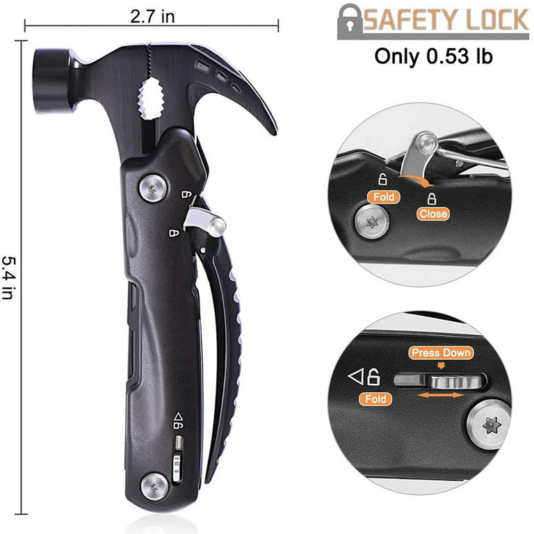 Multi Tools, 12 in 1 Hammer Multitool with Hammer, Wire Cutter, Knife,  Screwdrivers, Plier, Saw, 1Pcs 