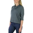 thumbnail image 6 of ToBeInStyle Women's 3/4 Sleeve Cowlneck Relaxed Fit Cropped, 6 of 7