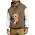thumbnail image 3 of Oksale Dog Pouch Sweatshirts for Men with Hood Loose Long Sleeve Winter Hoodies Color Block Kangaroo Pouch Pollover Soft Cozy Tops 2025 Brown XL, 3 of 6