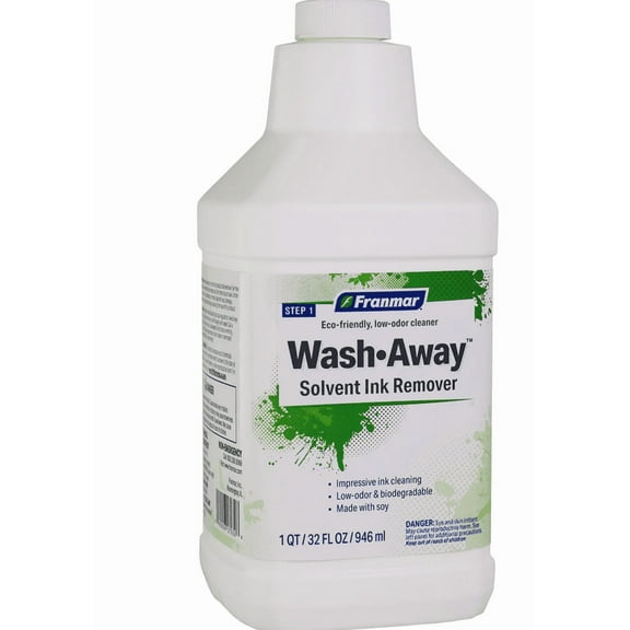 Screen Printing Ink Remover- Franmar Solvent Ink Remover (1 Quart/32oz) - WashAway - Silk Screen Ink Remover - Screen Print Ink Cleaner - Ink Degradent