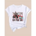 thumbnail image 3 of Women's Easter Bunny Graphic Tee - White Casual Short Sleeve T-Shirt with "I Dig Easter Day" Design, Pink Tractor & Egg Print, Soft Polyester Fabric for Spring/Summer Wear, 3 of 7