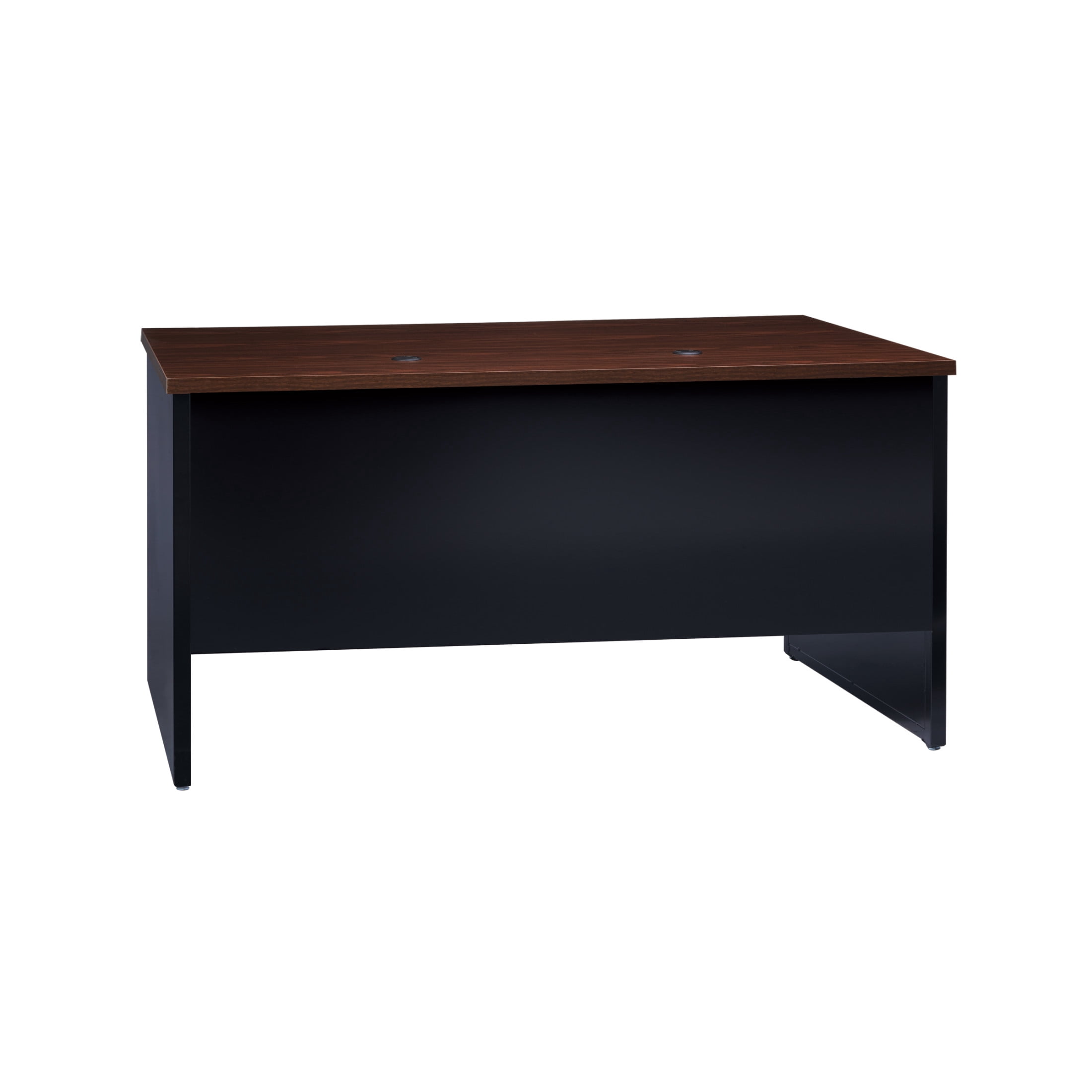 Hirsh 30D x 60W Double Pedestal Metal Desk Arch Pull Handles Black/Walnut