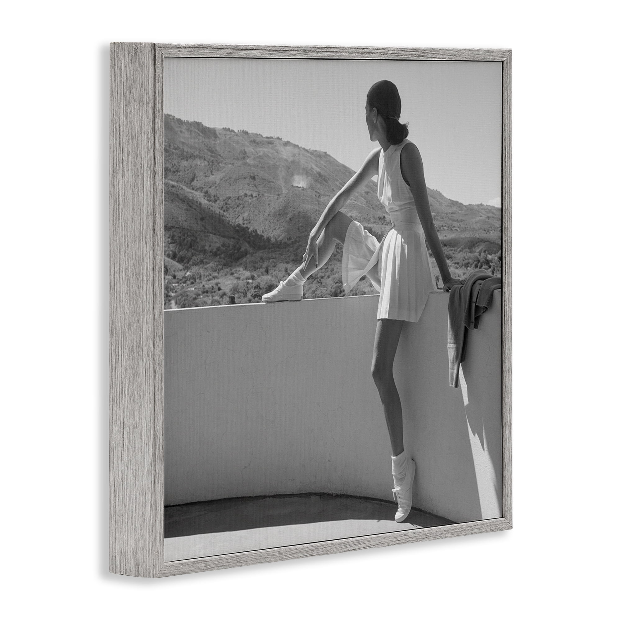 Stupell Industries Woman In Tennis Outfit Gray Framed Giclee Art, design by Toni Frissell