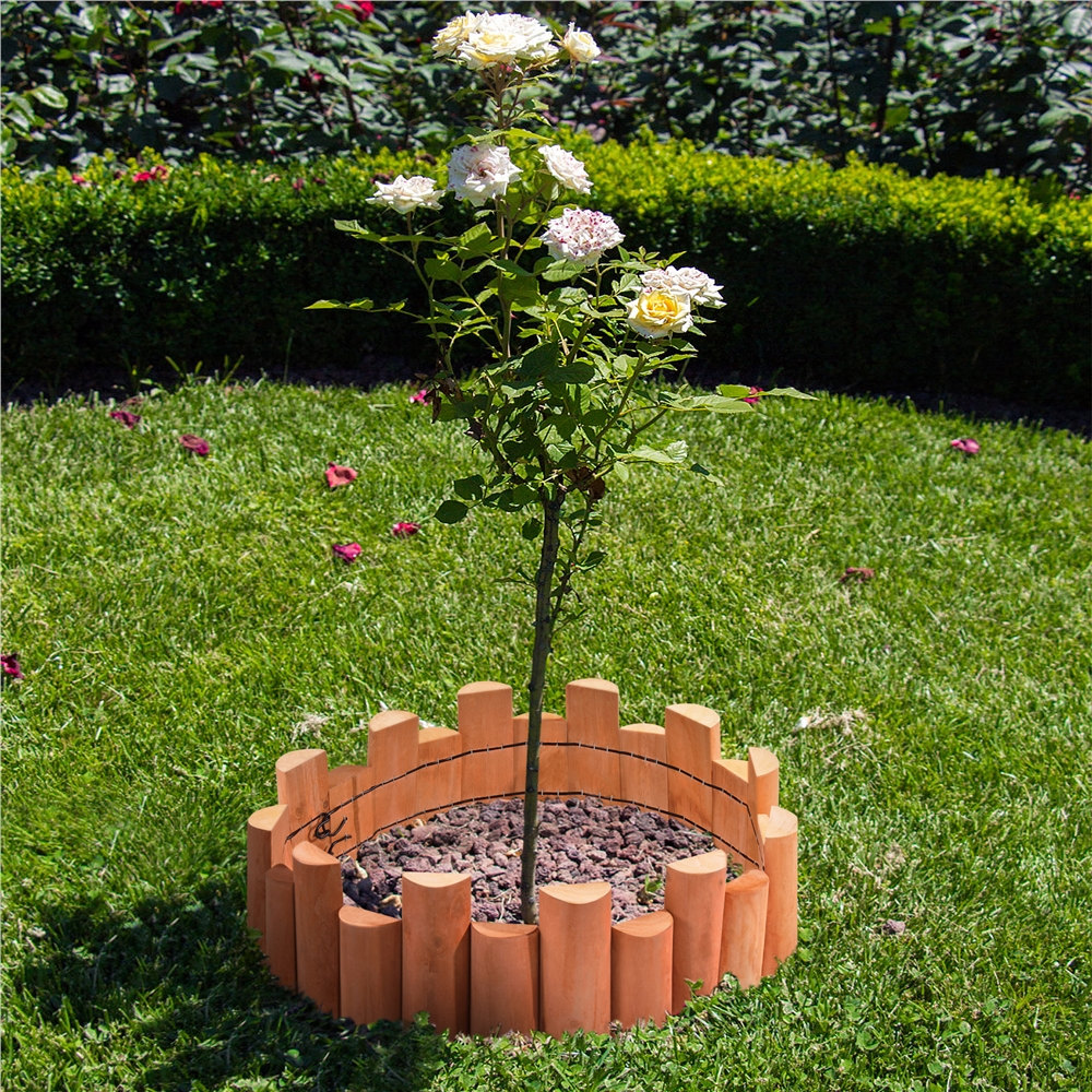 Renwick Outdoor Wooden Short Fences Garden Log Rolls,Set of 6,Brown