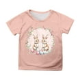 thumbnail image 3 of LRen Girls Easter Shirt Size 8 Cartoon Rabbit Short Sleeve T Shirt Top Comfortable Happy Easter Pullover Tops Tee for Boys & Girls, 3 of 5