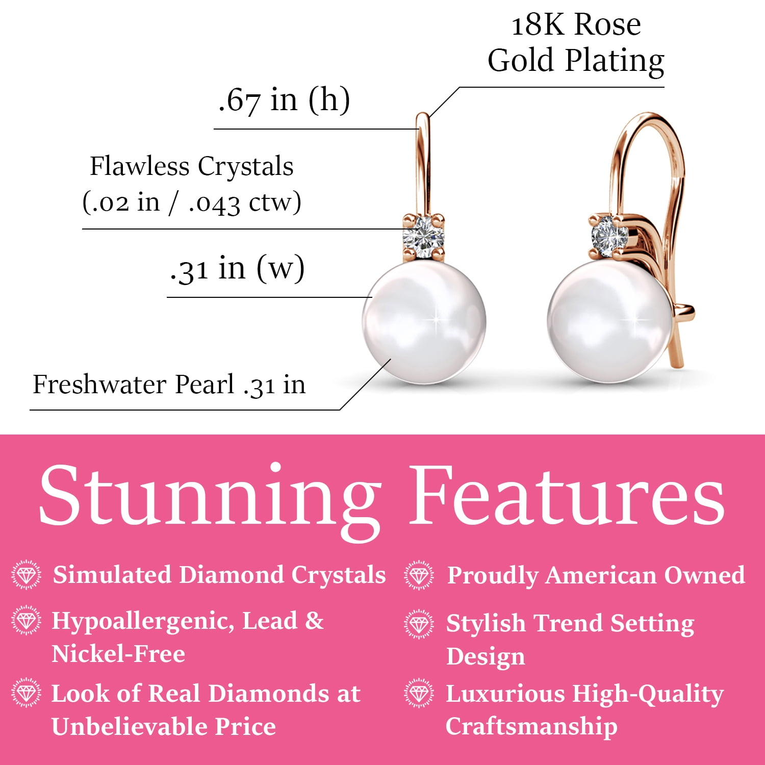 Cate & Chloe Cassie 18k Yellow Gold Pearl Drop Earrings | Women's 