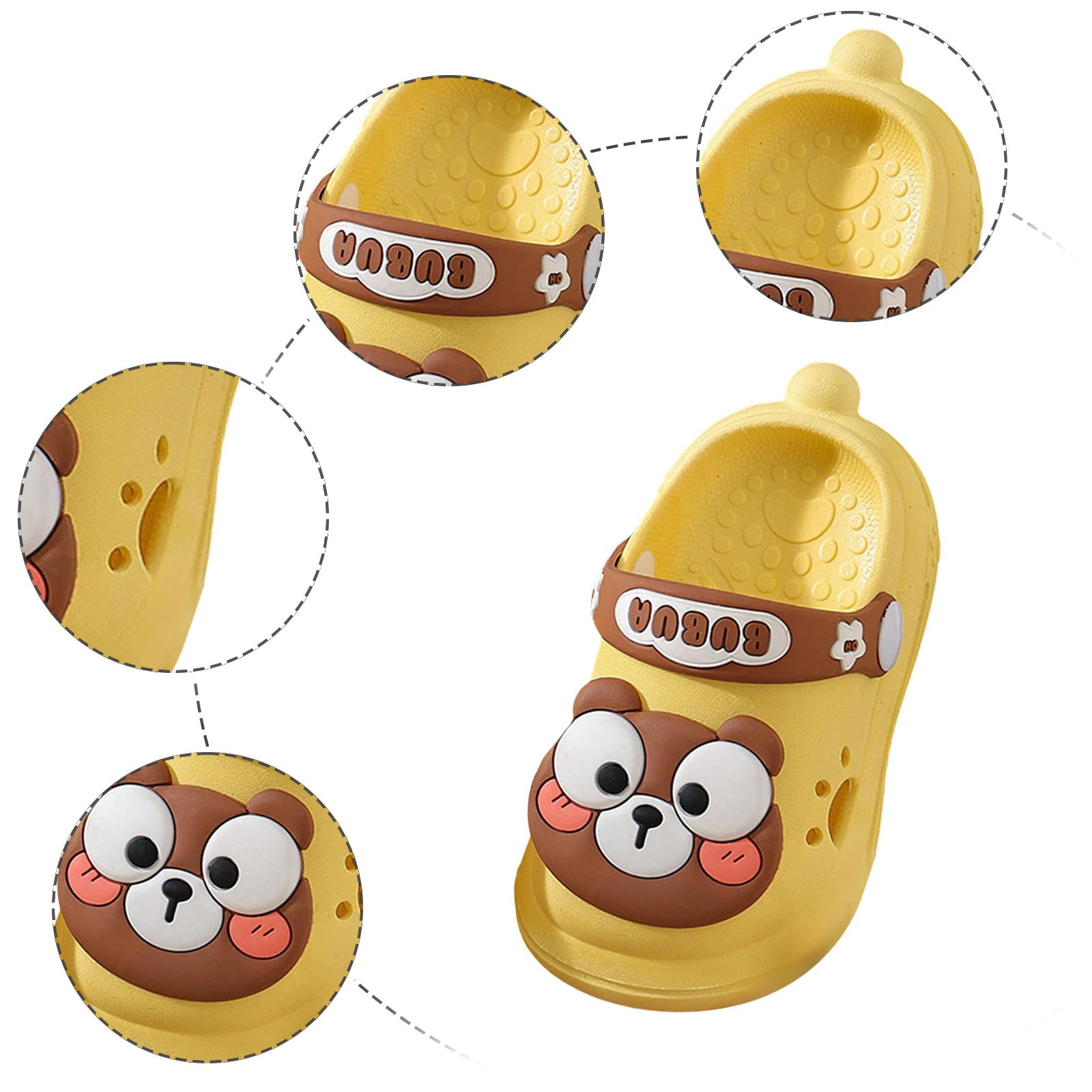 Staki Beach Shoes for Kids Kids Cute Clogs Cartoon Garden Shoes Girls Slides Slippers Indoor Outdoor Children Water Shower Beach Pool Sandals Light Yellow,9 Toddler