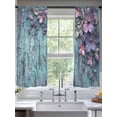 thumbnail image 2 of Purple Floral Sheer Curtains 63 Inch Length 2 Panels Set, Vintage Cracked Wall Country Rustic Voile Window Treatment Rod Pocket Curtains Sheers Drapes for Bedroom/Living Room/Kitchen 52x"63"x2, 2 of 7